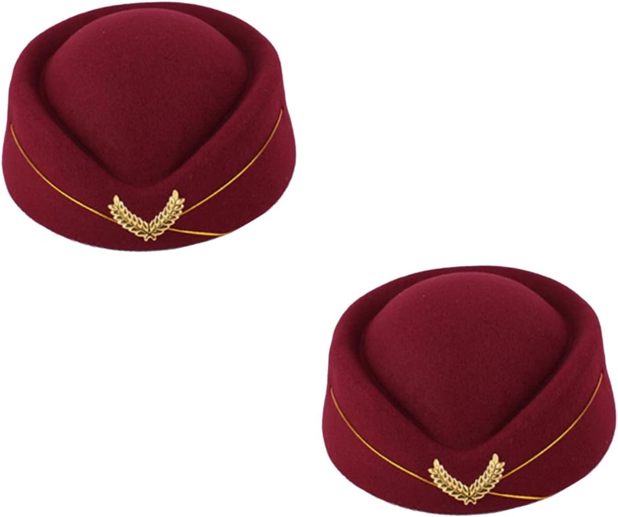 Yardenfun 2 Pezzi Eleganti Cappelli da Hostess di Aerea Berretto da Assistente di Cappello di Lana per Costume Cosplay Taglia